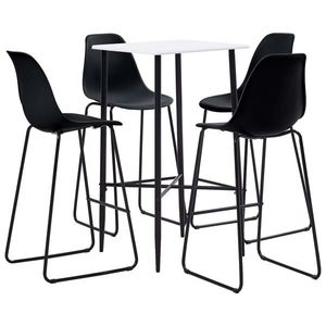 vidaXL Set mobilier de bar, 5 piese, negru, plastic imagine