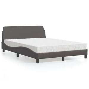 vidaXL Pat cu saltea, gri, 140x190 cm, piele ecologică imagine