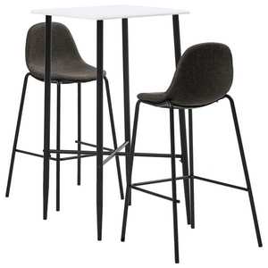 vidaXL Set mobilier de bar, 3 piese, gri închis, material textil imagine