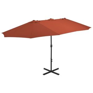 vidaXL Umbrelă de soare exterior stâlp aluminiu, cărămiziu, 460x270 cm imagine