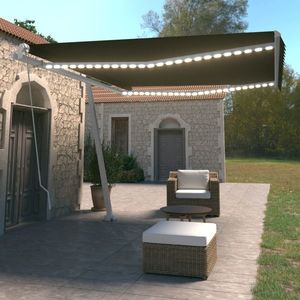 vidaXL Copertină retractabilă manual cu LED, antracit, 450x350 cm imagine