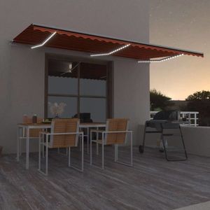 vidaXL Copertină retractabilă manual, LED, portocaliu/maro, 600x350 cm imagine