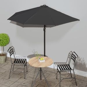 vidaXL Umbrelă de balcon tijă aluminiu negru 270x144x222cm semicerc imagine