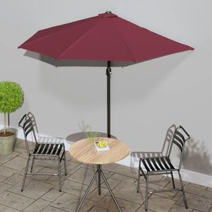 vidaXL Umbrelă de balcon tijă aluminiu bordo 270x144x222 cm semirotund imagine