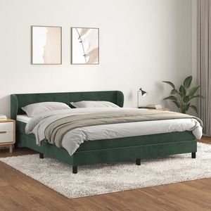 vidaXL Pat box spring cu saltea, verde închis, 180x200 cm, catifea imagine