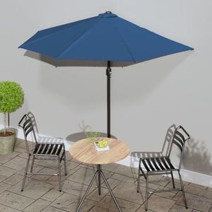 vidaXL Umbrelă balcon tijă aluminiu albastru 270x144x222cm, semirotund imagine