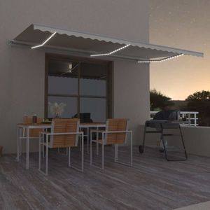 vidaXL Copertină retractabilă manual cu LED, crem, 600x300 cm imagine