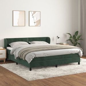 vidaXL Pat box spring cu saltea, verde închis, 180x200 cm, catifea imagine