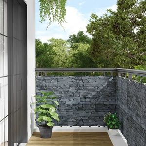 vidaXL Paravan de balcon cu aspect de piatră, gri, 400x90 cm PVC imagine