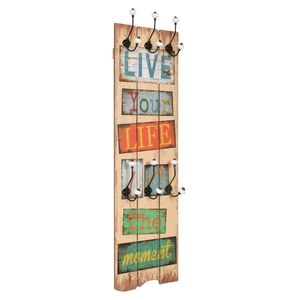 vidaXL Cuier de perete cu 6 cârlige, 120 x 40 cm, LIVE LIFE imagine