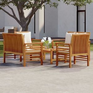 Set mobilier de gradina cu perne, 5 piese, lemn masiv de acacia imagine