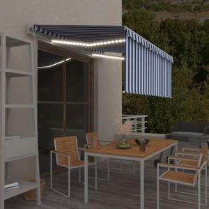 vidaXL Copertină automată stor, LED senzor vânt albastru&alb 3, 5x2, 5 m imagine