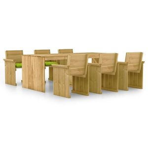 vidaXL Set mobilier de exterior, 7 piese, lemn de pin tratat imagine