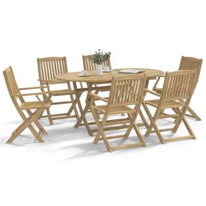 Set mobilier de exterior pliabil, 7 piese, lemn de acacia imagine