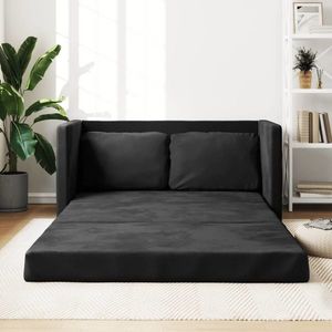 vidaXL Canapea extensibilă 2 în 1, negru, 122x204x55 cm catifea imagine