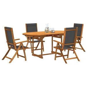 vidaXL Set mobilier de grădină, 5 piese, lemn masiv acacia/textilenă imagine