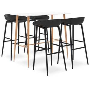 vidaXL Set mobilier de bar, 5 piese, alb și negru imagine