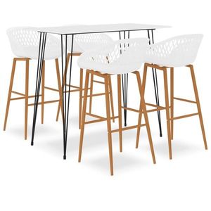 vidaXL Set mobilier de bar, 5 piese, alb imagine