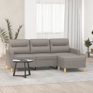 vidaXL Canapea cu 3 locuri și taburet, taupe, 180 cm, material textil imagine