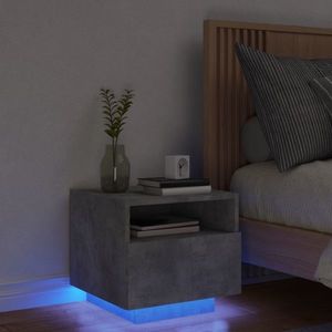 vidaXL Noptieră cu lumini LED, gri beton, 40x39x37 cm imagine