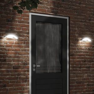 vidaXL Lămpi exterioare de perete LED/senzor 2 buc alb aluminiu turnat imagine