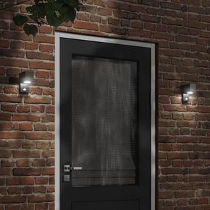 vidaXL Lampă exterioară de perete cu LED/senzor, negru aluminiu turnat imagine