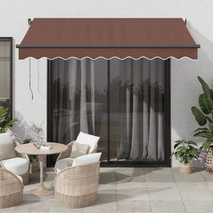 vidaXL Copertină retractabilă manual cu LED, maro, 300x250 cm imagine