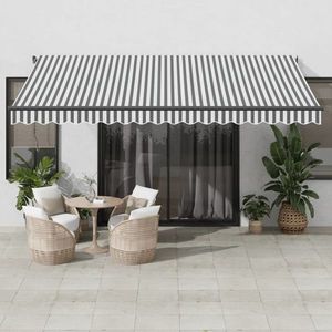 vidaXL Copertină retractabilă manual cu LED-uri antracit/alb 450x350cm imagine