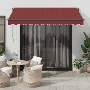 vidaXL Copertină retractabilă manual cu LED-uri, vișiniu, 300x250 cm imagine