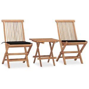 vidaXL Set mobilier exterior pliabil cu perne, 3 piese, lemn masiv tec imagine