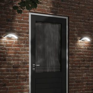 vidaXL Lămpi exterioare de perete cu LED/senzor 2 buc. negru aluminiu imagine