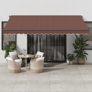 vidaXL Copertina retractabilă manual cu LED-uri, maro, 450x350 cm imagine