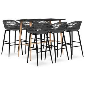 vidaXL Set mobilier de bar, 7 piese, negru și gri imagine