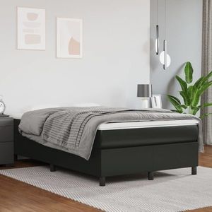 vidaXL Pat box spring cu saltea, negru, 120x200 cm, piele ecologică imagine