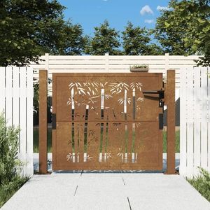 vidaXL Poartă pentru grădină, 105x105 cm, oțel corten, model bambus imagine