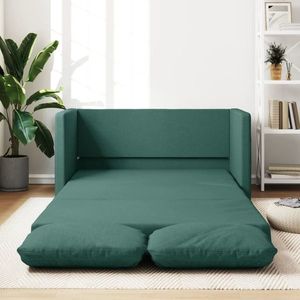 vidaXL Canapea extensibilă 2 în 1, verde închis, 112x174x55 cm, textil imagine