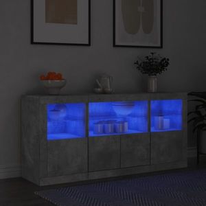 vidaXL Servantă cu lumini LED, gri beton, 142, 5x37x67 cm imagine