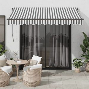 vidaXL Copertină retractabilă manual cu LED, antracit/alb, 300x250 cm imagine