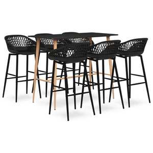 vidaXL Set mobilier de bar, 7 piese, negru imagine