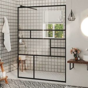 vidaXL Paravan de duș walk-in negru 115x195 cm sticlă ESG transparentă imagine