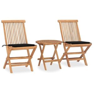 vidaXL Set mobilier exterior pliabil cu perne, 3 piese, lemn masiv tec imagine