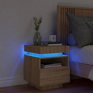 vidaXL Noptieră cu lumini LED, stejar sonoma, 40x39x48, 5 cm imagine