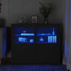 vidaXL Dulapuri laterale cu lumini LED 2 buc. negru lemn prelucrat imagine