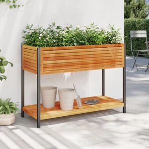 vidaXL Jardinieră grădină cu raft 110x45x80cm lemn masiv acacia/oțel imagine