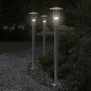 vidaXL Lampă exterioară de podea, argintiu, 100 cm, oțel inoxidabil imagine