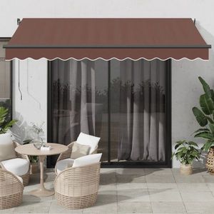 vidaXL Copertină retractabilă manual cu LED, maro, 350x250 cm imagine