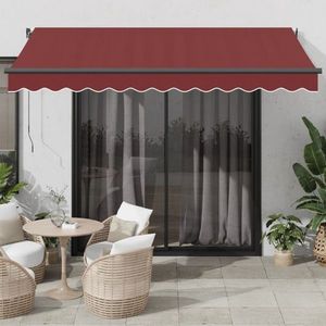 vidaXL Copertina retractabilă manual cu LED-uri, vișiniu, 350x250 cm imagine