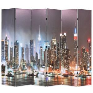 vidaXL Paravan cameră pliabil 228 x 170 cm, New York pe timp de noapte imagine