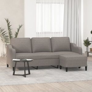 vidaXL Canapea cu 3 locuri și taburet, taupe, 180 cm, material textil imagine