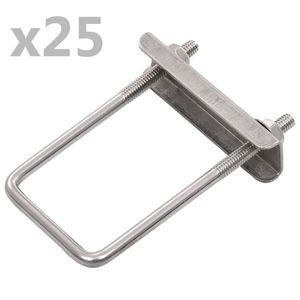 vidaXL Clemă de prindere tip U pentru stâlp gard, 60x40 mm, 25 seturi imagine